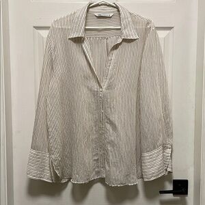 Zara | Semi Sheer |Pinstripe |Collared |Button Down |Wide Cuff |Blouse |Size XXL